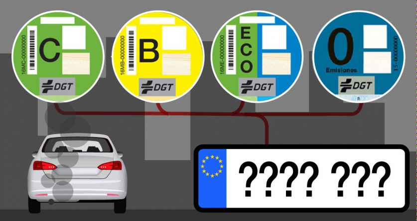 Eticheta care permite accesul cu masina în Madrid si Barcelona