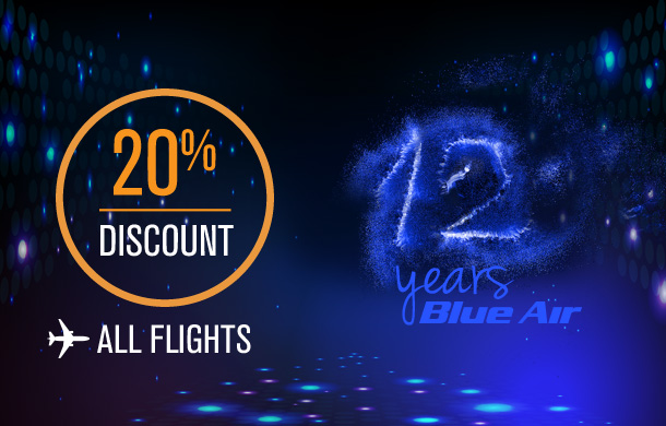 20% reducere la toate zborurile cumpărate astăzi la Blue Air